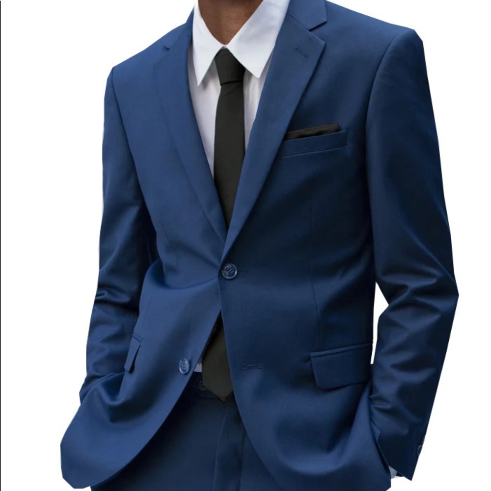 Men's Premium Slim Fit Blue Two Piece Two Button Suit